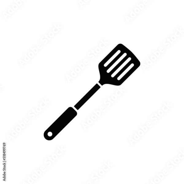 Obraz slotted spatula, turner spatula icon in black flat glyph, filled style isolated on white background