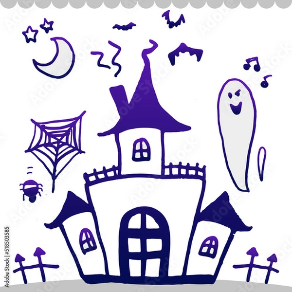 Obraz ハロウィンイラスト_屋敷