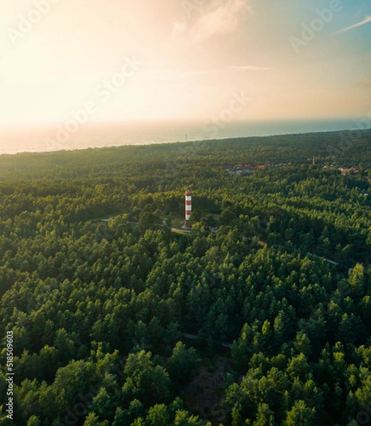 Obraz Nida Lighthouse in Lithuania Curonian spit, one the most famous lighthouses in Lithuania located beside seaside town of Nida