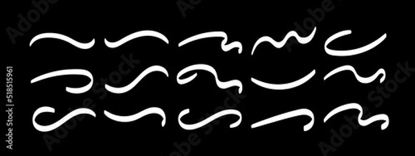 Fototapeta Swoosh underline, swish, swoop line vector set. Vector calligraphic swivel curved. Element for typography. Collection of black brush strokes. Isolated on white background. Retro style text tail