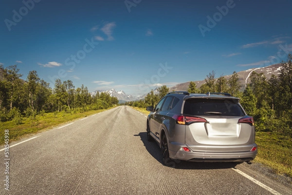 Obraz car for traveling with a mountain road
