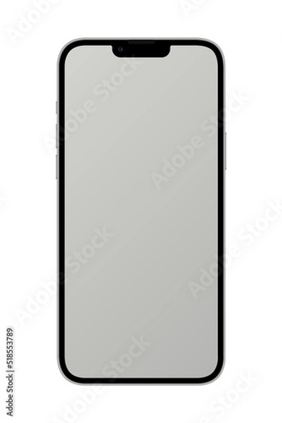 Fototapeta Phone silver color mockup with empty gray flat display