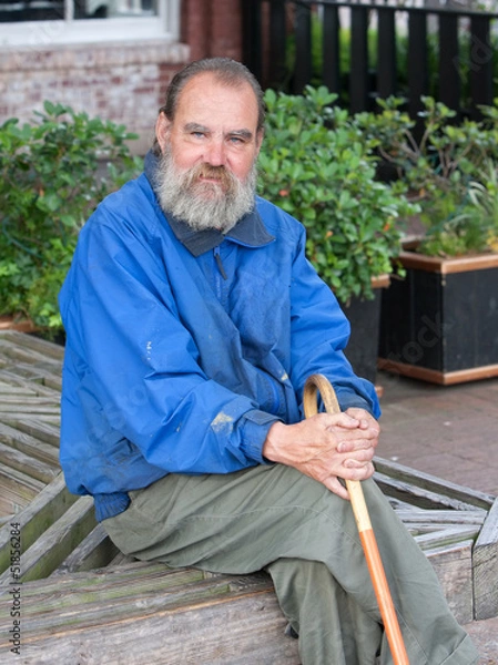 Obraz Homeless man with cane