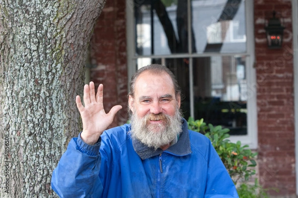 Obraz Homeless man waving