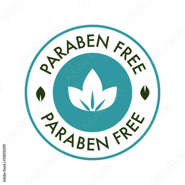 Obraz Paraben free vector cosmetic label for natural ingredients, eco friendly, skincare health safe product no paraben. 10 eps
