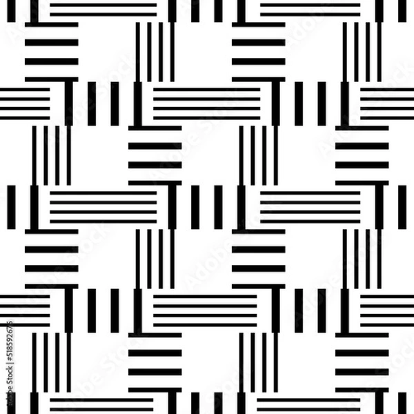 Fototapeta Abstract geometric black and white seamless pattern for web page, textures, card, poster, fabric, textile. Monochrome graphic repeating design. Modern minimalist stylish squared ornament.