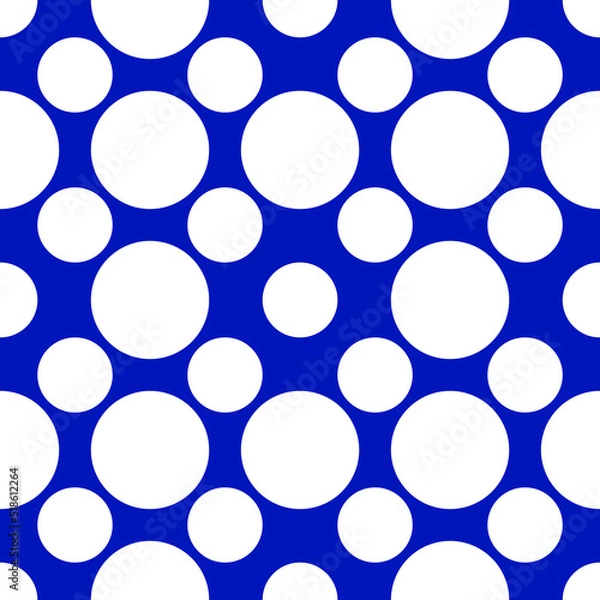 Fototapeta Abstract geometric pattern in polka dot retro style, Modern seamless background, blue and white ornament on vector wallpaper, wrapping paper, 1980s 1990s 1970s fashion style, template, layout for desi
