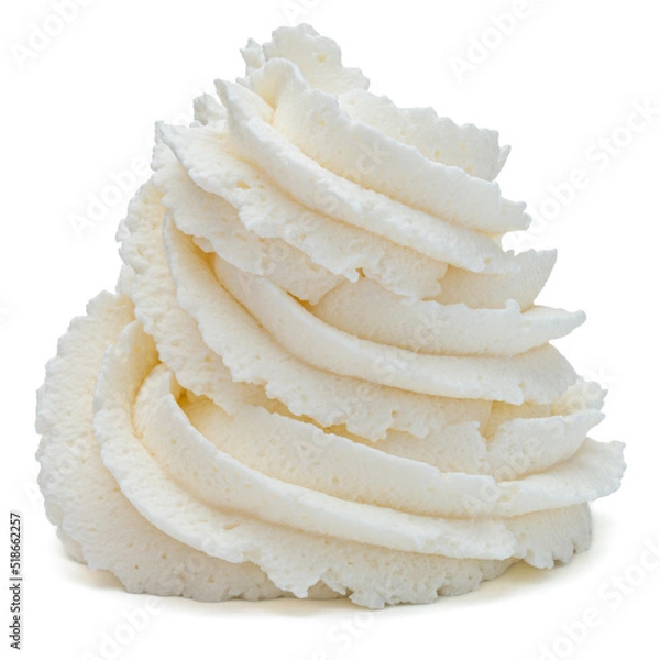 Fototapeta Whipped cream swirl  isolated on white background cutout