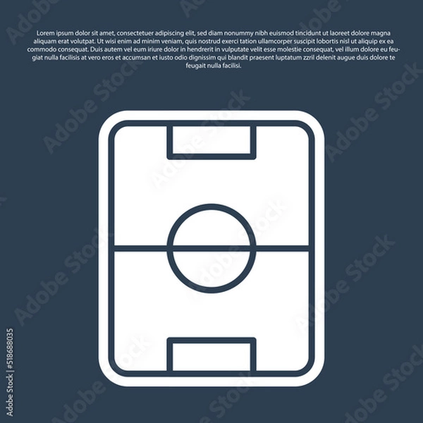 Fototapeta Blue line Football or soccer field icon isolated on blue background. Vector