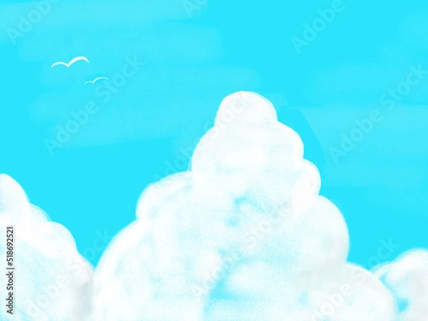 Obraz 暑い夏の日の入道雲・青空の色鉛筆風の景色
