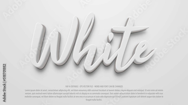 Fototapeta White 3d editable text effect