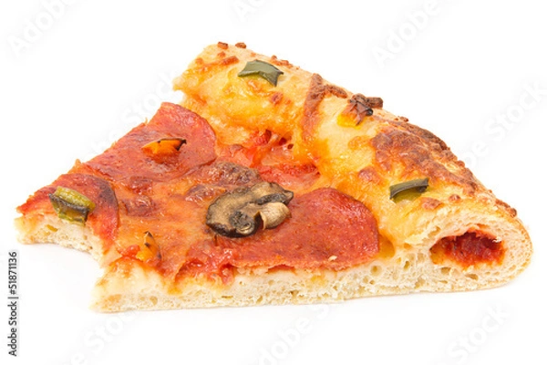 Fototapeta Slice of pizza with a missing bite