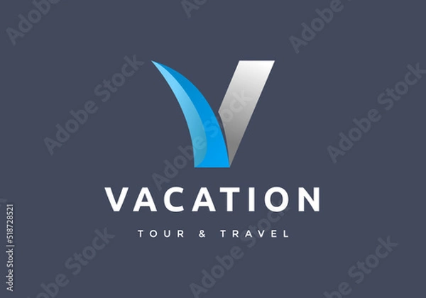 Obraz The letter v logo is suitable for tour and travel agents.