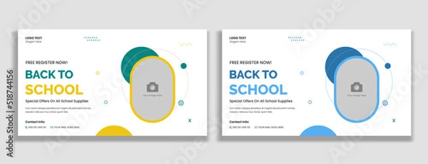 Fototapeta Back To School admission thumbnail and web banner template