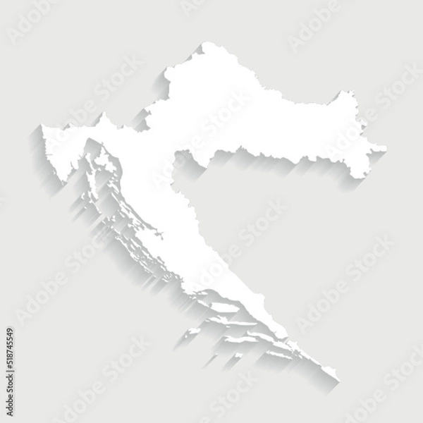 Fototapeta Simple white Croatia map on gray background, vector