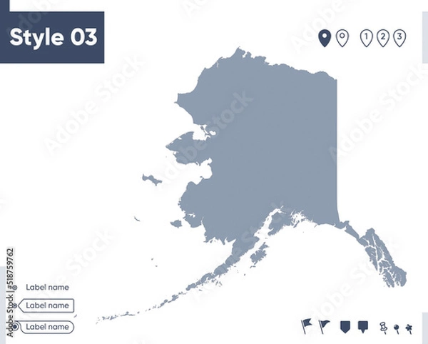 Fototapeta USA Alaska - map isolated on white background. Outline map. Vector map. Shape map.