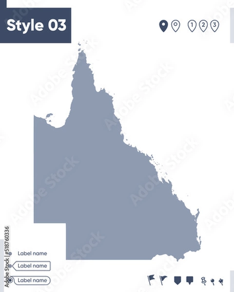 Fototapeta Queensland, Australia - map isolated on white background. Outline map. Vector map. Shape map.
