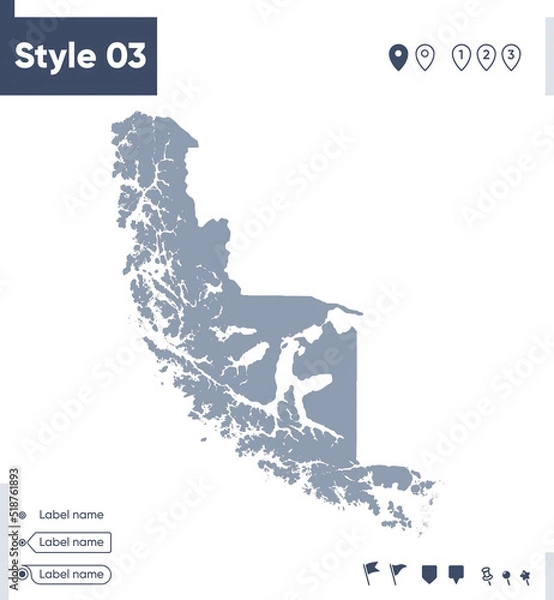 Fototapeta Magallanes, Chile - map isolated on white background. Outline map. Vector map. Shape map.