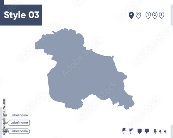 Fototapeta Jammu And Kashmir, India - map isolated on white background. Outline map. Vector map. Shape map.