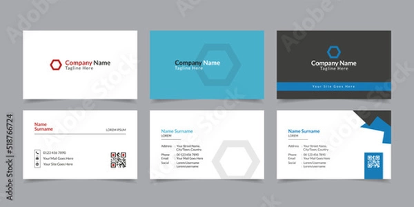Fototapeta Modern and Clean Business Card Vector Layout Background, Creative Business Card Vector Illustration Template, Simple Business Card Design Layout, Stationery Design
