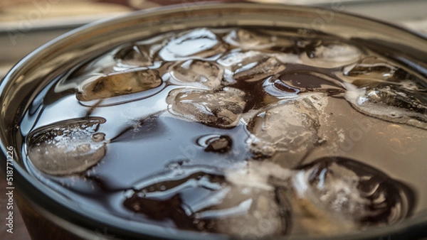 Obraz pieces of ice on the surface of the water in a mug close-up