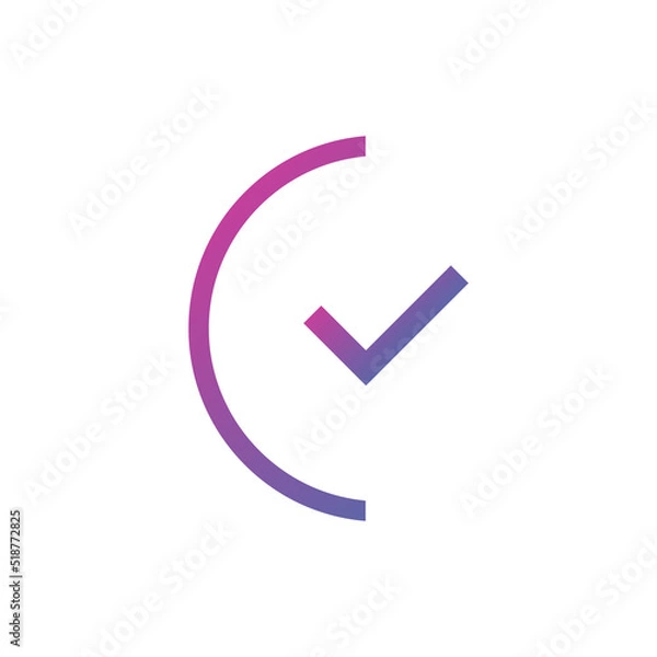 Fototapeta Checkmark flat icon button, ui icon