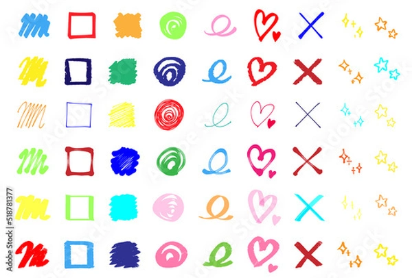 Fototapeta 手書き風アイコンセット