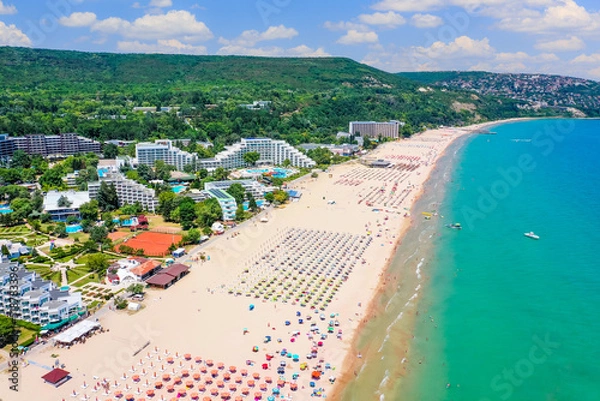 Fototapeta Albena, Bulgaria. Aerial view of Albena beach resort in the summer.
