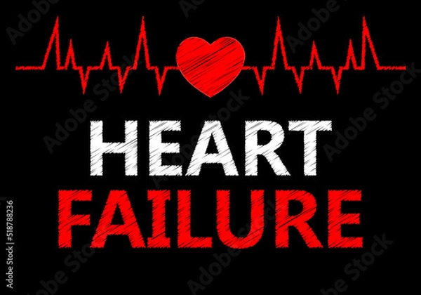 Fototapeta Heart failure writing on Black. vector illustration. Health concept. 