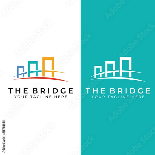 Fototapeta Minimalist and elegant creative bridge building logo with a modern concept. With vector illustration editing.