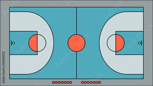 Fototapeta graphic basketball court with colorful color for graphic designer. sport exercise