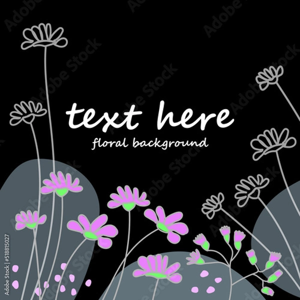 Obraz Flower with organic art shape background vector. Floral, abstract freeform pattern. Summer, spring nature blossom template. Beautiful botany artistic design, garden graphic backdrop illustration.