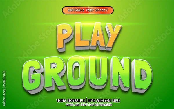 Fototapeta play ground kids playful 3d text effect editable template design