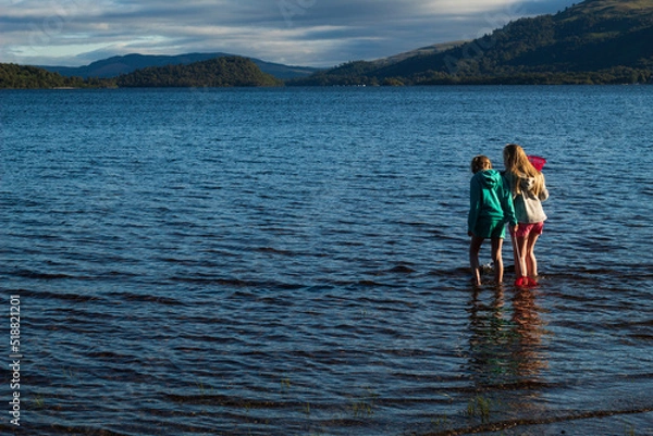 Obraz Children having fun playing on Loch Lomond Beech 