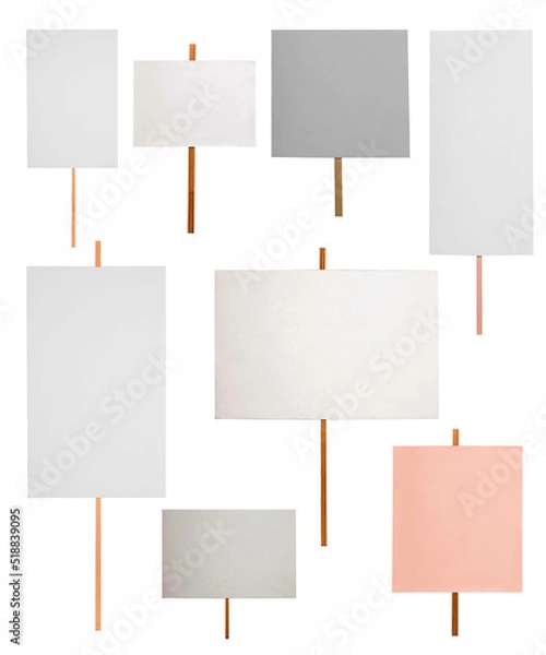 Fototapeta Set with different blank protest signs on white background