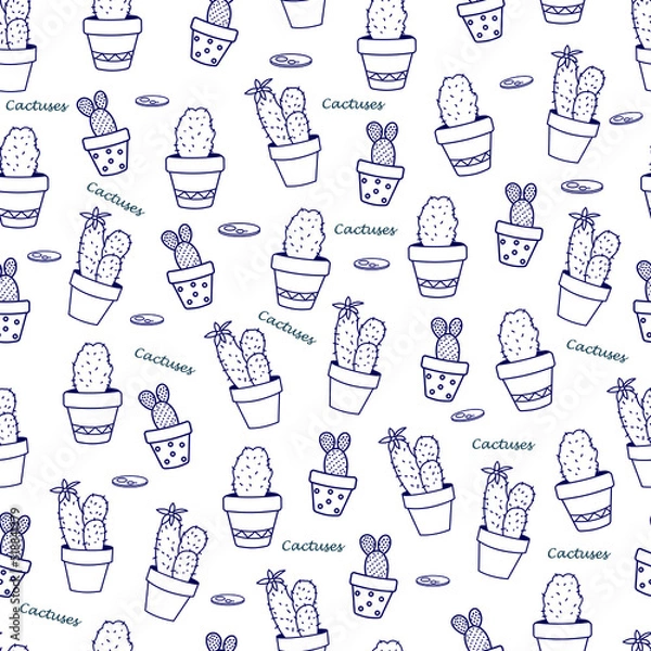 Fototapeta Seamless cute pattern with cactus
