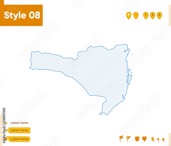 Fototapeta Santa Catarina, Brazil - grid map isolated on white background. Outline map. Simple line, vector map.