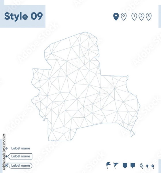 Fototapeta Santa Cruz, Bolivia - white low poly map, polygonal map. Outline map. Vector illustration.