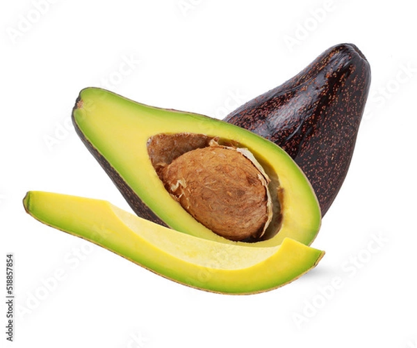 Obraz Fresh avocado Half cut isolated on white background
