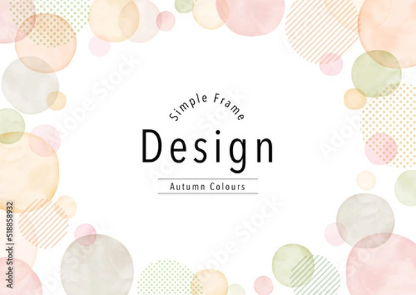 Fototapeta 秋の色　手描き 抽象的,幾何学的な水彩フレームデザイン　
