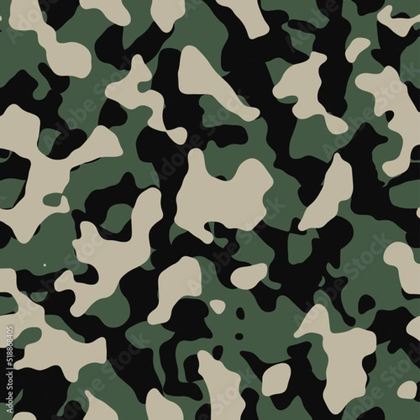 Fototapeta Camouflage seamless pattern. Abstract military camo background for army and hunting textile print. Vector illustration.