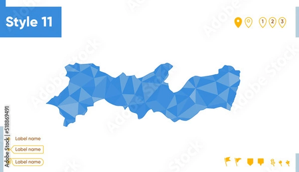 Fototapeta Pernambuco, Brazil - blue low poly map, polygonal map. Outline map. Vector illustration.