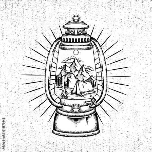 Fototapeta Camping Lamp Vector Illustration
