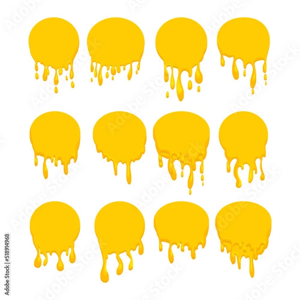 Fototapeta Yellow circles and streaks. Butter, honey, syrup. A design element. Vector