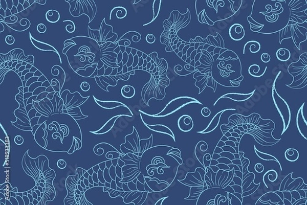 Obraz Fish Thai line art pattern