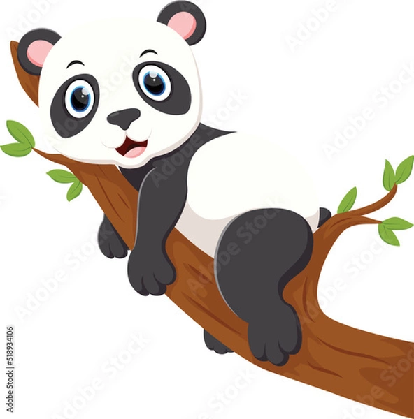 Obraz Cute baby panda relax on tree 