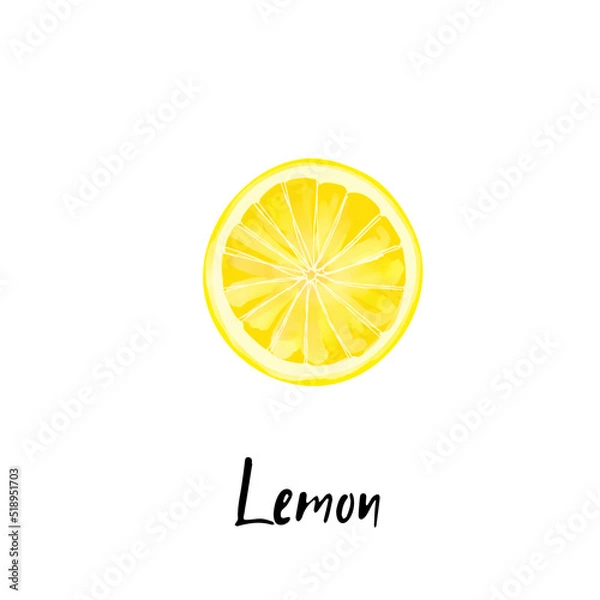 Fototapeta Illustration of a lemon slice isolated on a white background