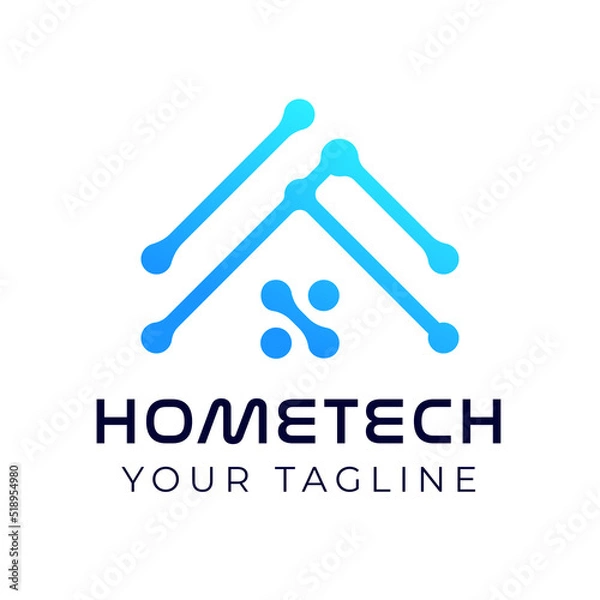 Fototapeta Technology House Connection Icon Logo Vector design illustration. Smart home logo icon with wireless connection concept. Trendy Smart House vector icon design for website, symbol, app, UI