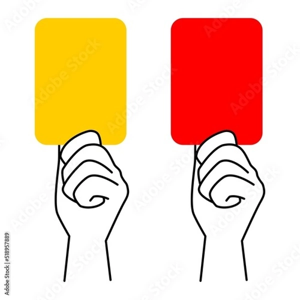 Obraz レッドカードとイエローカードを持った手のイラスト素材