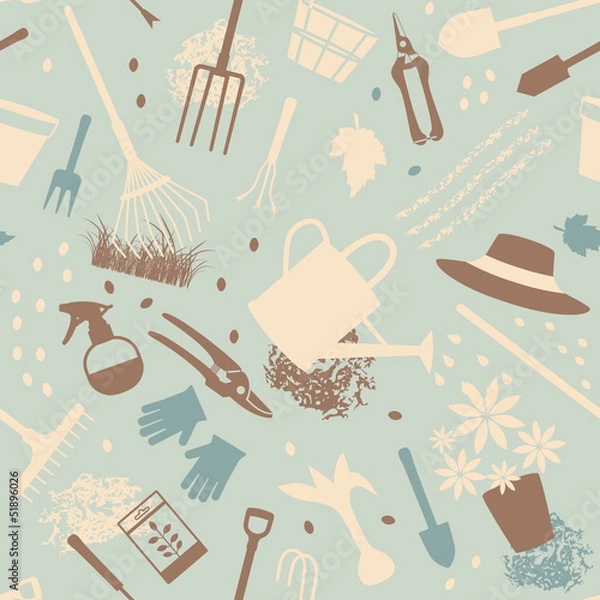 Fototapeta Gardening related seamless pattern 2